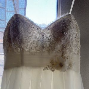 Strapless wedding dress, size 16, slight off white color